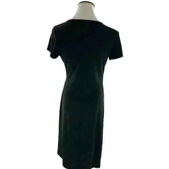 Jonathan Martin Women's Black Wrap Ring Waist Short Sleeve V-Neck Dress Size 10 - Picture 3 of 6